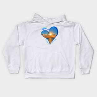 Heart of the Ocean - Dolphin Sunset White Kids Hoodie